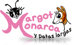 Margot Monarca y Patas Largas logotipo